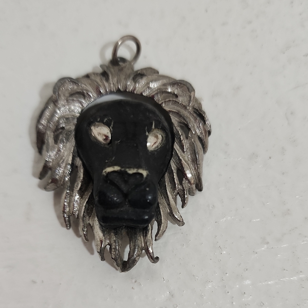 Signed Luca Razza Silver Tone and Black Lion Pendant - Picture 2 of 8